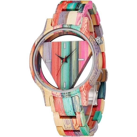 Unique Colorful Watch Accessories | Men Handmade Colorful Bamboo Analog Quartz Wooden Watch ...